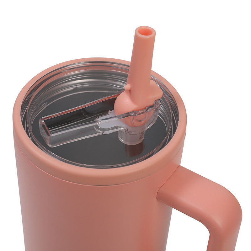 New 1200ml double wall travel cup stainless steel tumbler, vacuum insulated leak proof rotatable handle straw lid mug, Stanley design tumbler