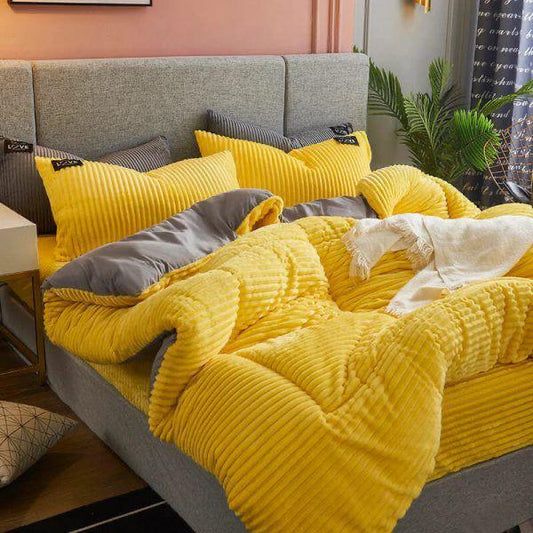 Velvet duvet, one bedsheet and two pillowcase