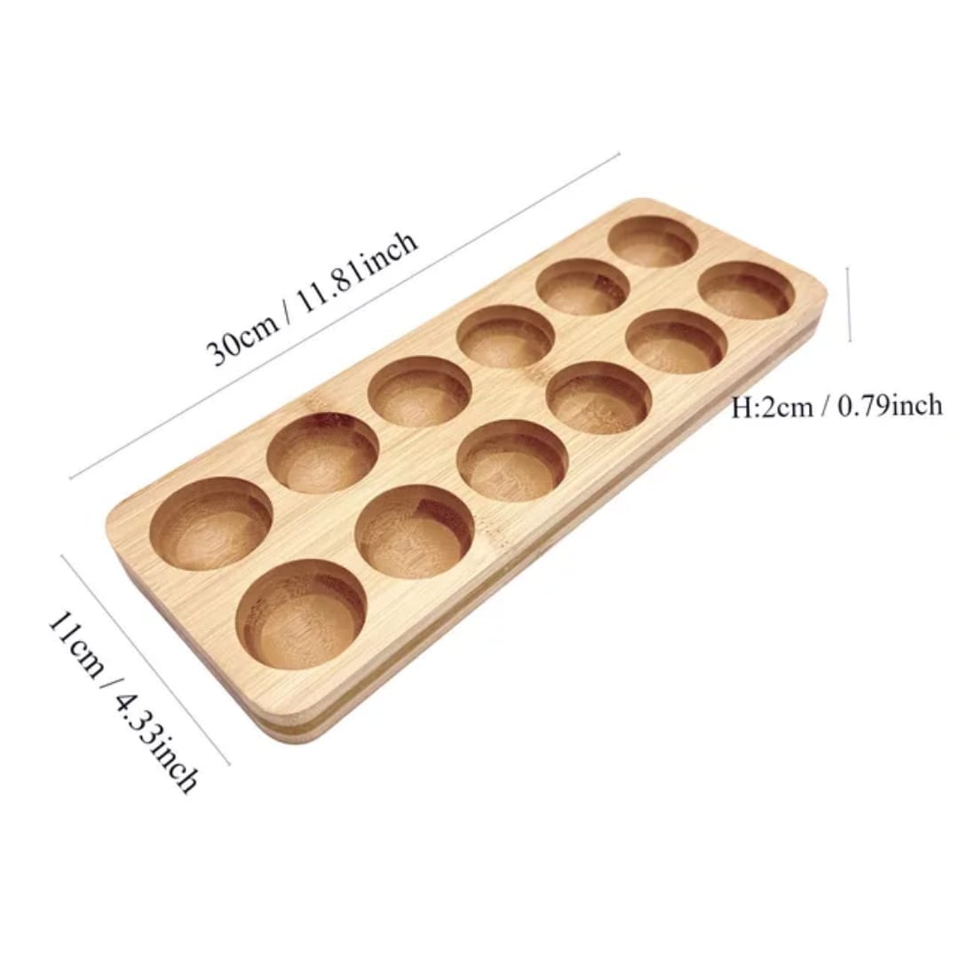 12pc Wood Egg Holder, Wooden Baking Egg Storage Tray, Nordic Storage Rack Suitable for Kitchen and Dining Room Egg Storage Rack, Baking Refrigerator Egg Tray