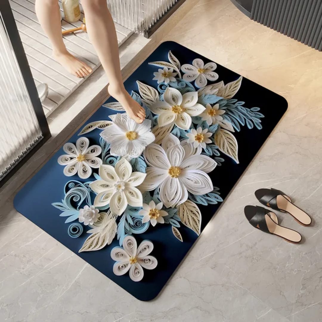 Soft flower 3d absorbent bathroom mat