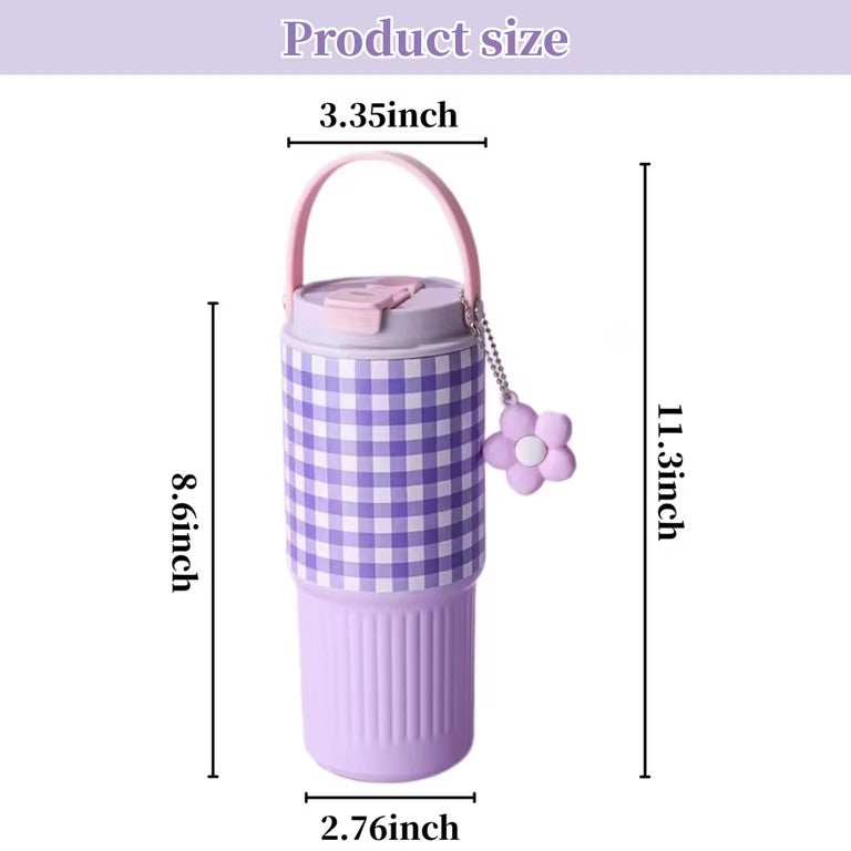 Stainless Steel checked Tumbler silicone handle 750ml