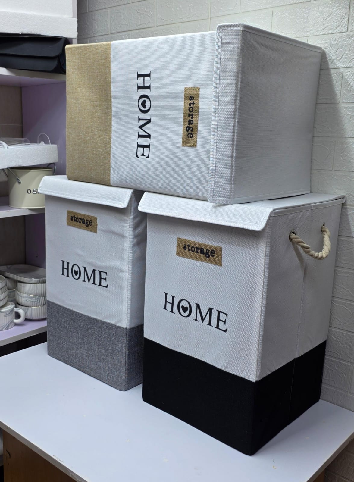 Big size Multipurpose foldable storage/ Laundry baskets with rope handles