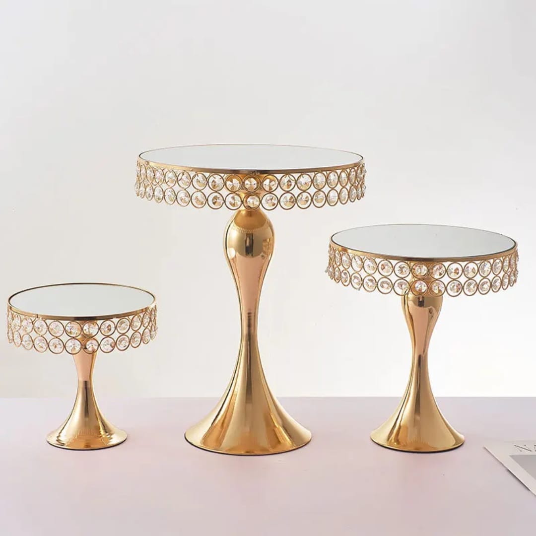 3Pcs Gold cake stands with stainless steel mirror