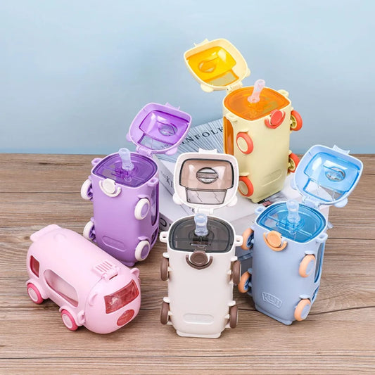 2-in-1 toy bus water bottle for kids