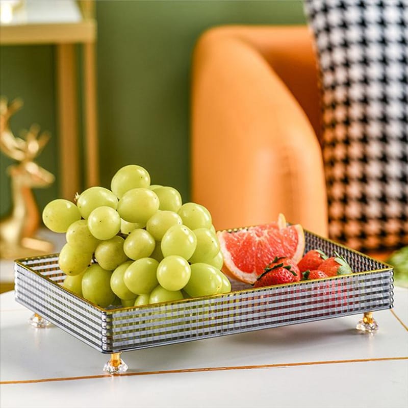Multipurpose Acrylic Square Candy Serving Plate Bowl Stand with Base Tray