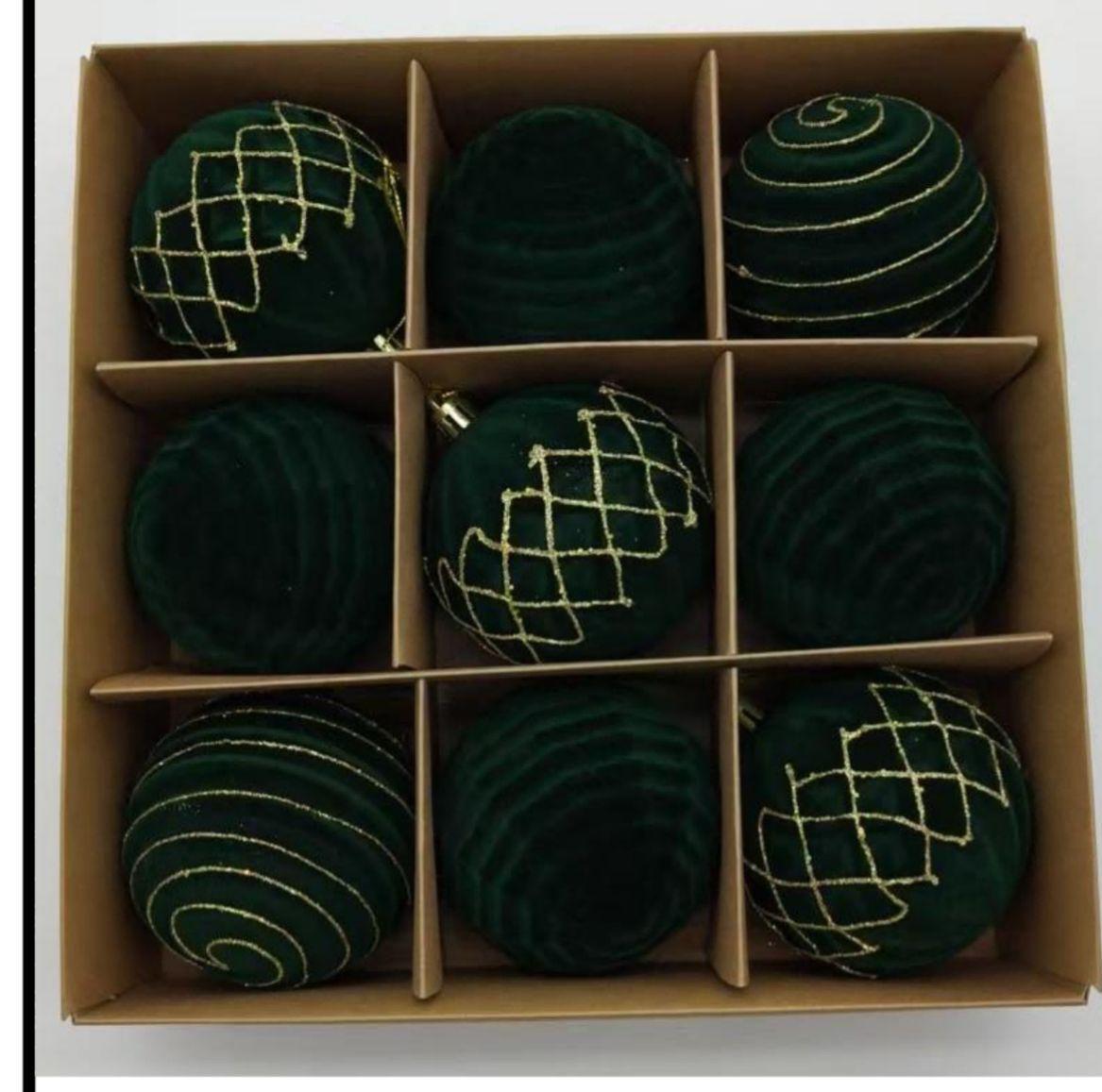 9 pcs set velvet maroon ornaments