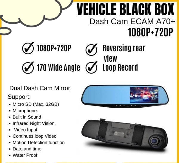 Mirror dash cam adopts real ultra-HD lens which provides excellent quality of front