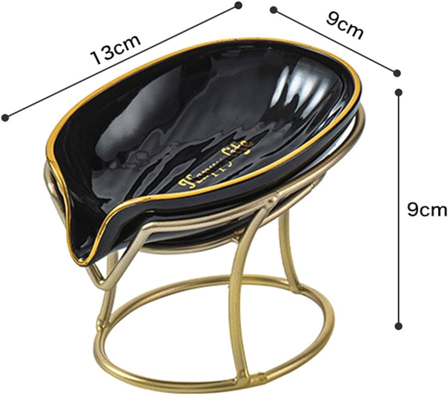 Happy life 45 degree slanted self draining soap dish with a golden stand