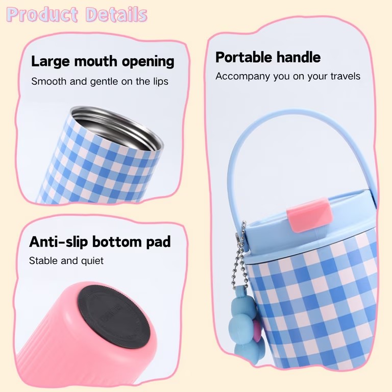 Stainless Steel checked Tumbler silicone handle 750ml