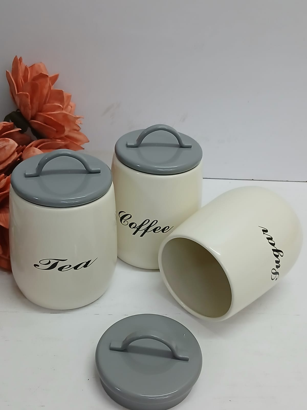 Sugar, Tea, Coffee canisters