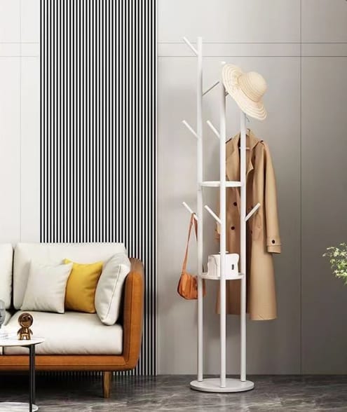 Multifunctional white coat tree stand