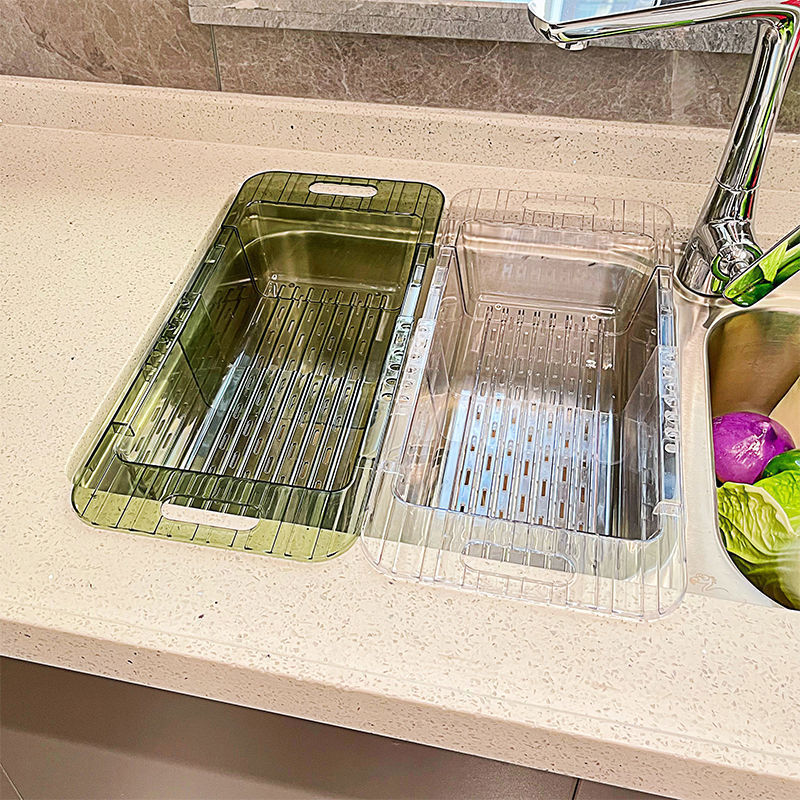 Multifunctional acrylic over the sink colander/drain basket