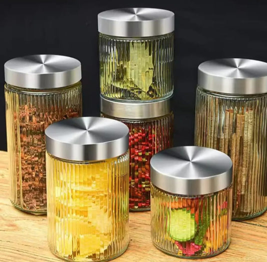 1.6ltr Glass storage jars/beautiful & classy/sold as a set of 3pcs