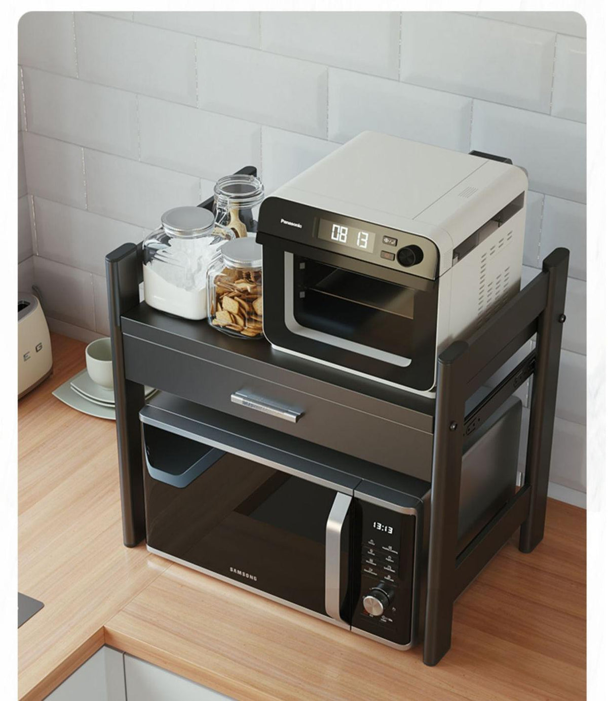Heavy-duty Microwave Stand with Extra Storage Drawer