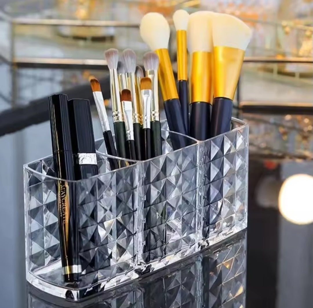 Diamond acrylic desktop/remote/makeup organizer
Partitioned