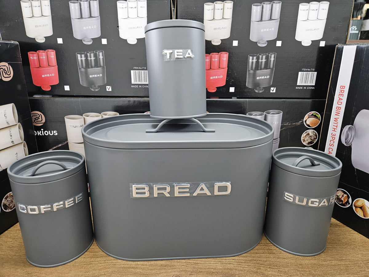 Unique and elegant bread storage bin with 3pcs canisters