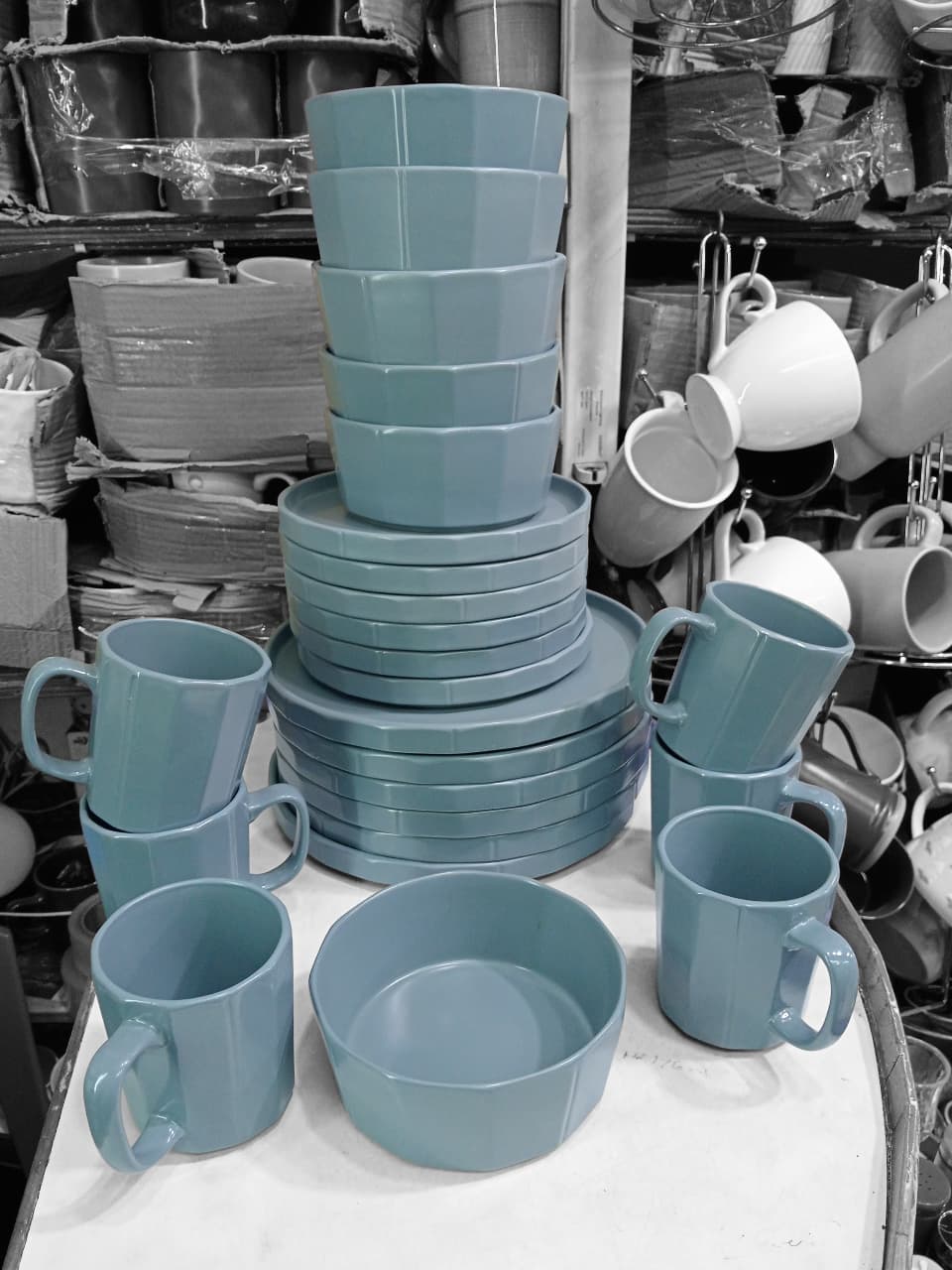 24pcs ceramic marble dinner set
