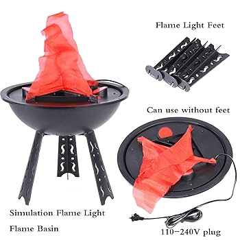 Flammen lampe 3 legged stand fireplace decor