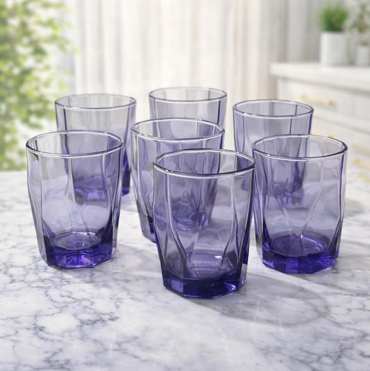 6PCS FACETED PURPLE WATER/JUICE GLASS