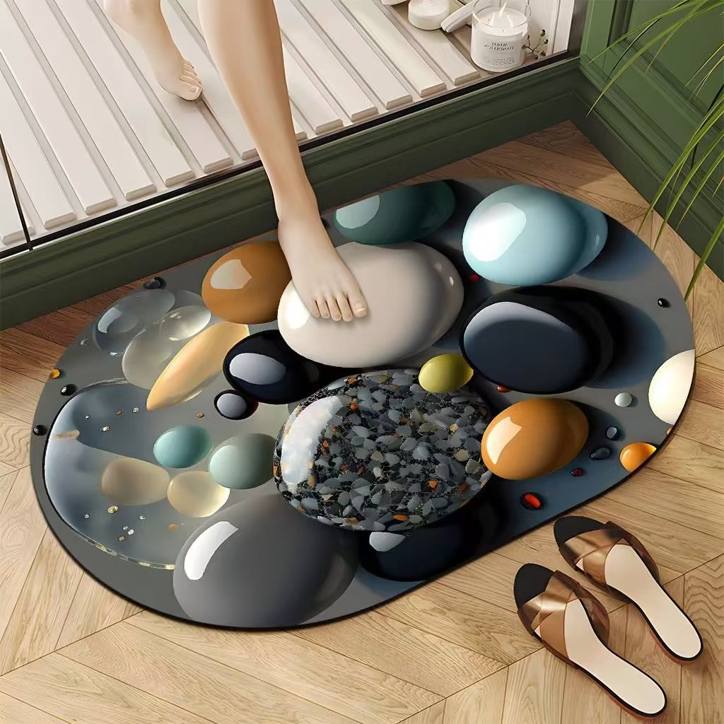 Oval Bathroom/ Door mats with rubber underside