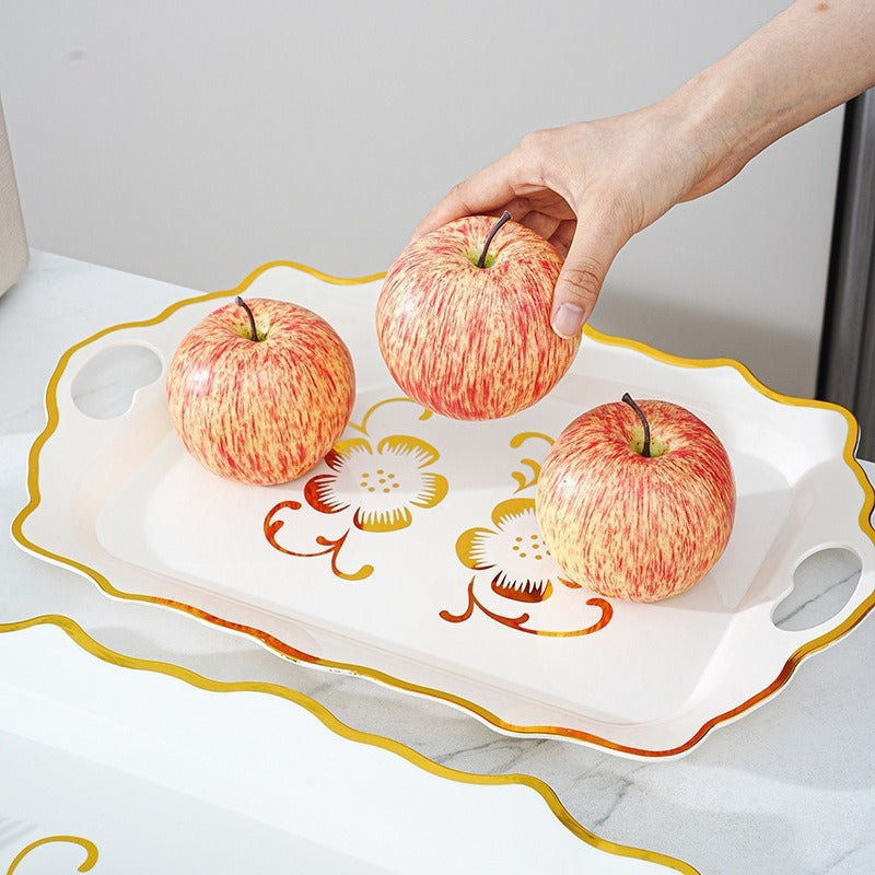 Gold rimmed rectangular tray
