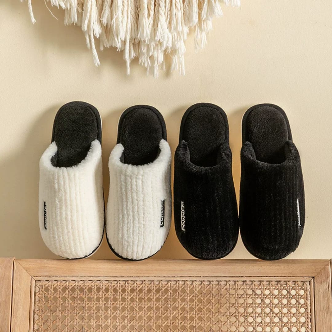 Fuzzy House Slippers Winter Warm Plush Indoor Non-slip Bedroom Slides Soft Comfort Fur Fluffy Cotton Shoes