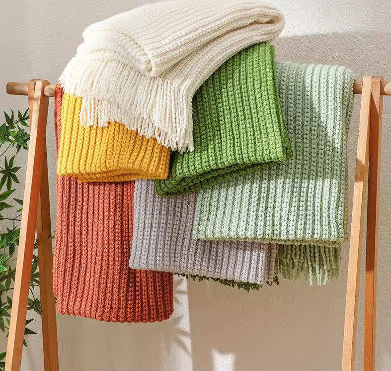 Soft textured chenille throw blanket