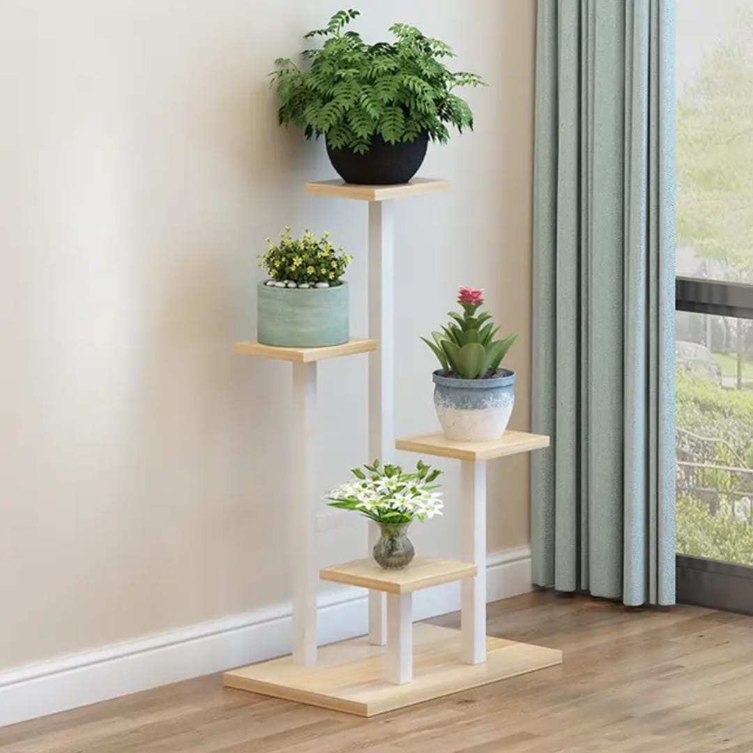 Multi layer wooden floral display rack