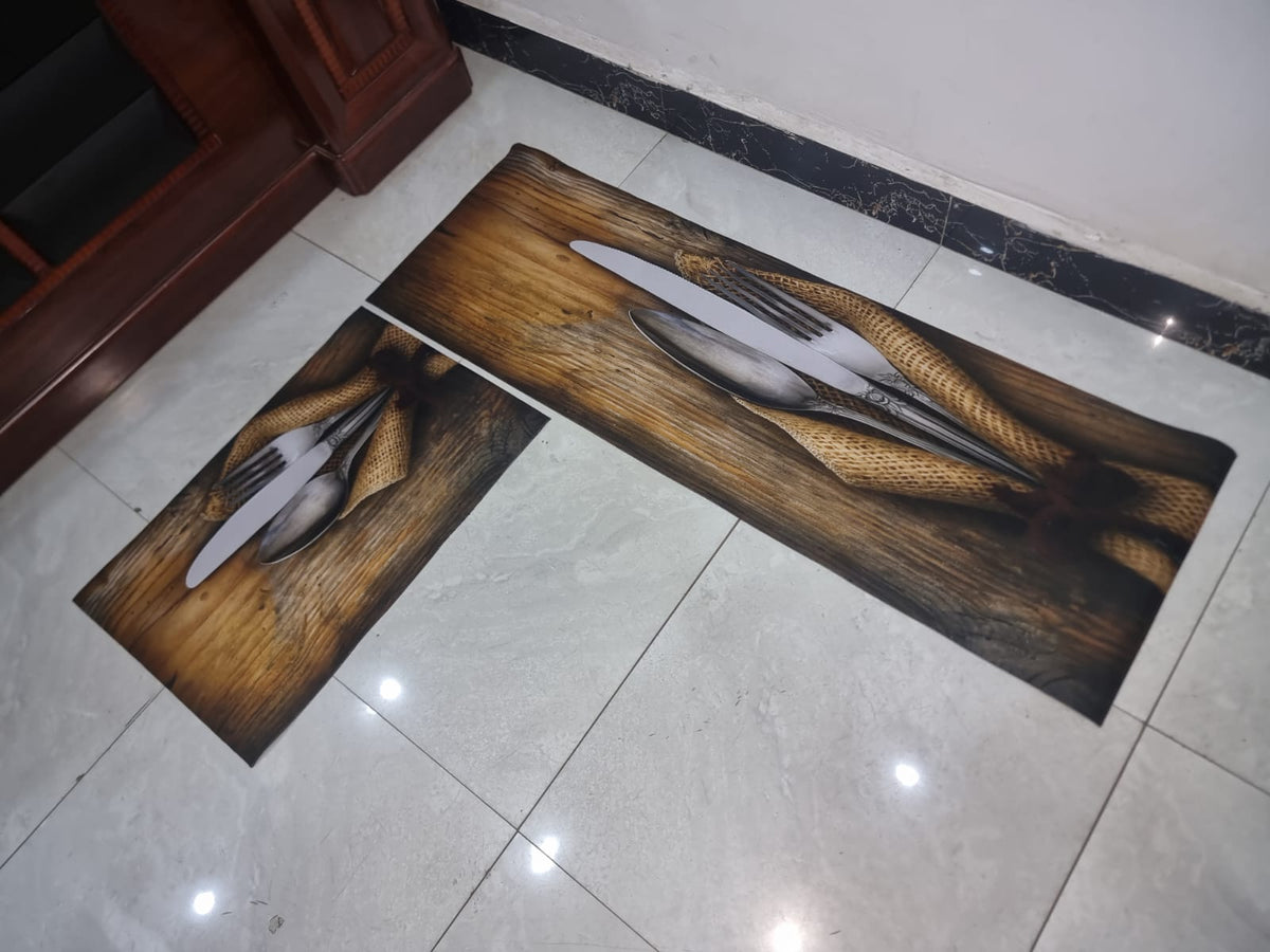 High quality medium grip Rubber underside floor 3D 2in1 kitchen mat