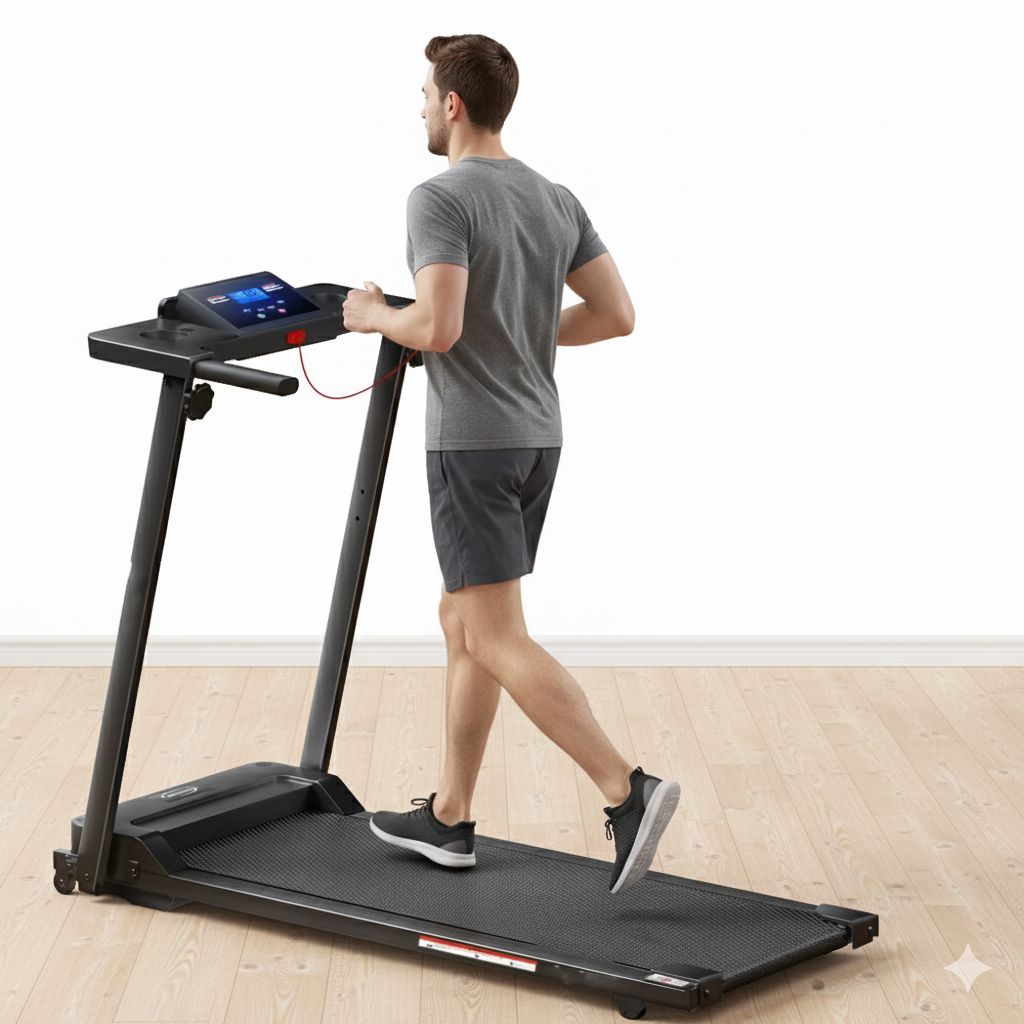 New Foldable Walking Pad / Treadmill With Bluetooth connectivity, manual incline option, and safety hand bars