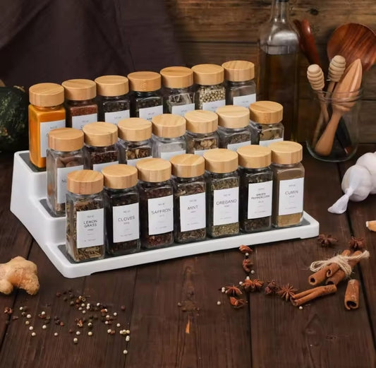 16 PCS PREMIUM THICK GLASS STORAGE JARS WITH BAMBOO LID