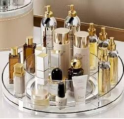 360° Acrylic organiser for serum,lipstick etc with a smooth, silent rotating base.
