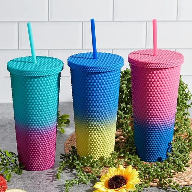 800ml Studded Tumbler with Lid and Straw,