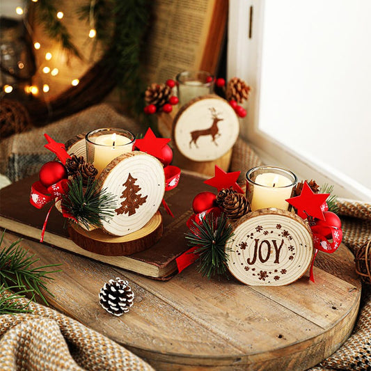 Wooden Candlestick Christmas Decoration Candle