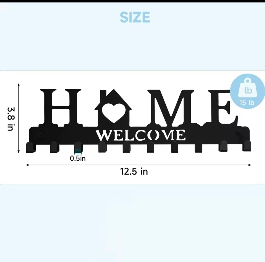 Black metal wall-mounted key holder