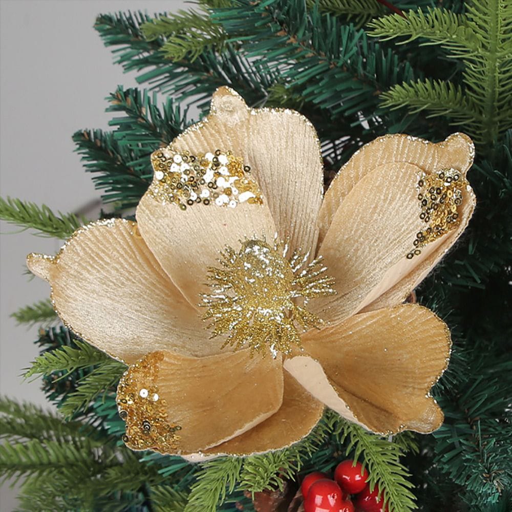 Red Artificial Flowers Champagne Christmas Flower Pendant New Simulation Pattern Diy Red Multi Layered Christmas Tree Decoration
