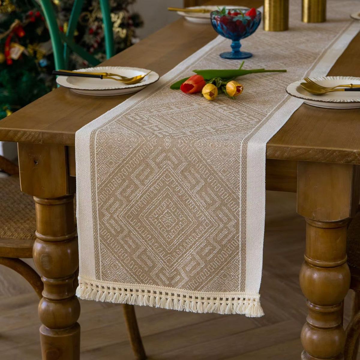 Neutral Pattern Table Runner