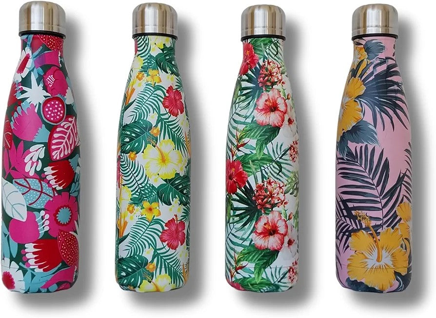 Floral Print flower vase flask Stainless Steel Thermal Bottle 500 ML with Sealed steel Lid