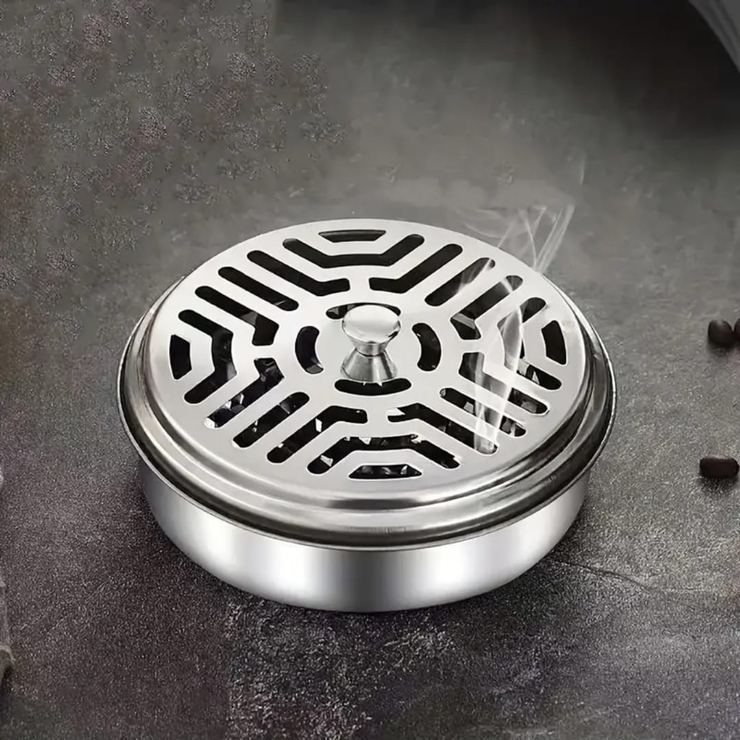 New Stainless Steel Mosquito Coil Holder with Lid and Ashtray