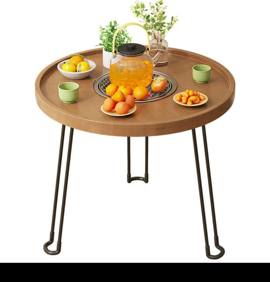 Round Coffee Table with Foldable Foldable legs
