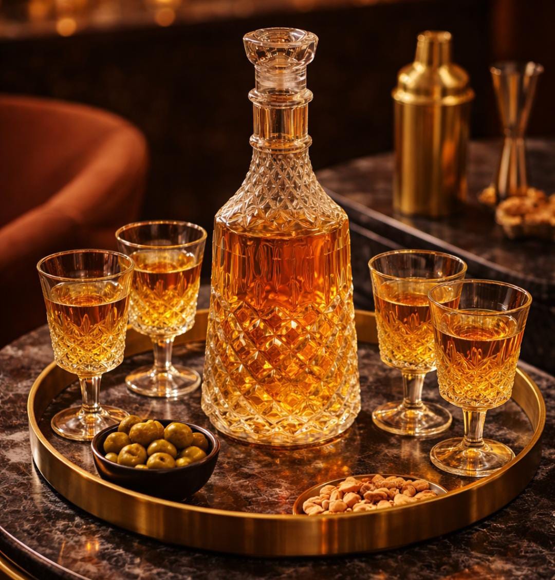 5 in 1   SALADAYS Whiskey Decanter and Glasses Set.