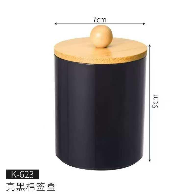 Alloy swab container with bamboo lid