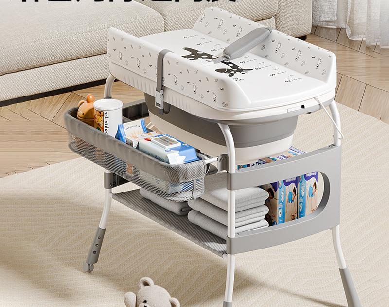 Baby bath tub with changing table and storage