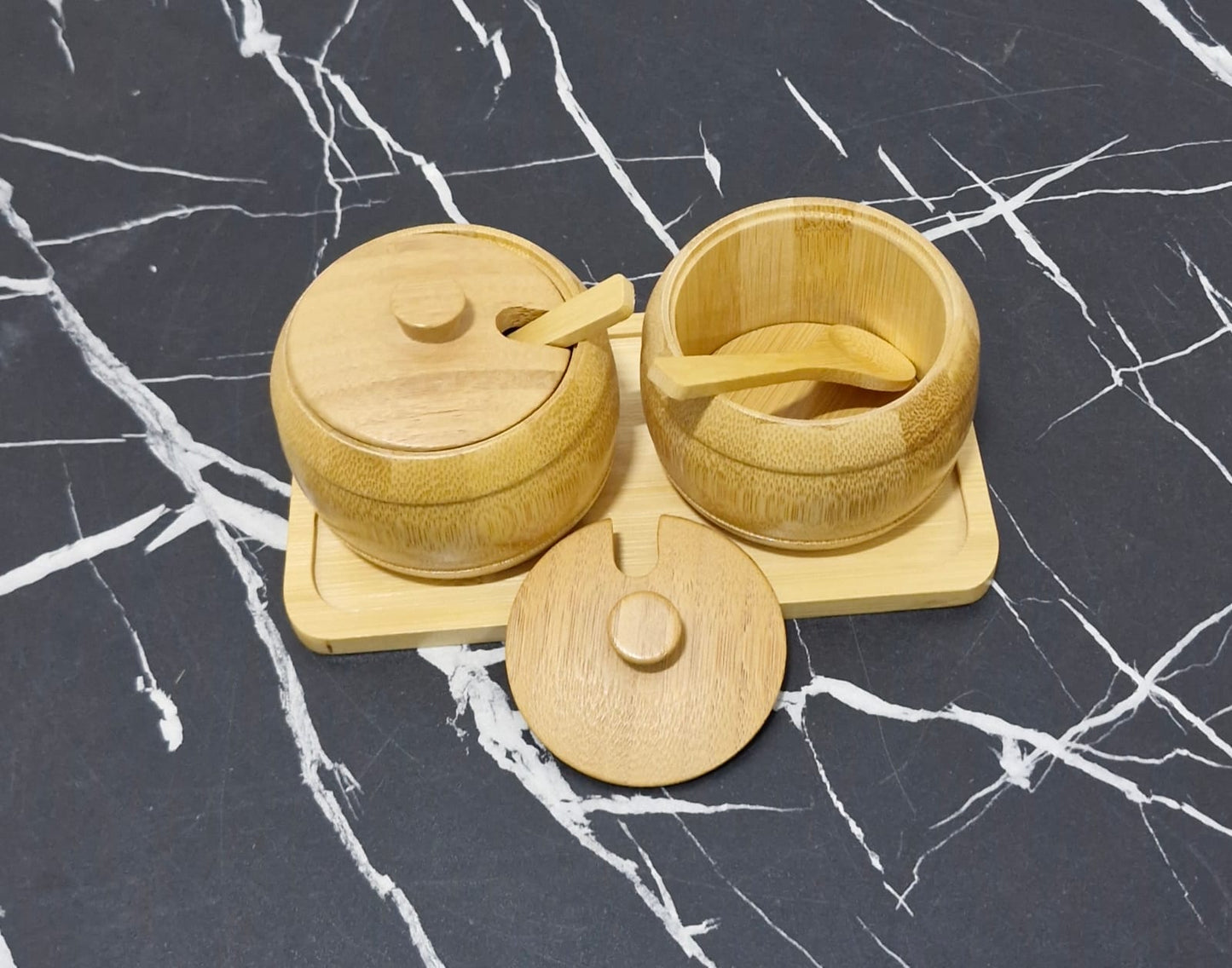 3-Piece Bamboo condiment Jar set