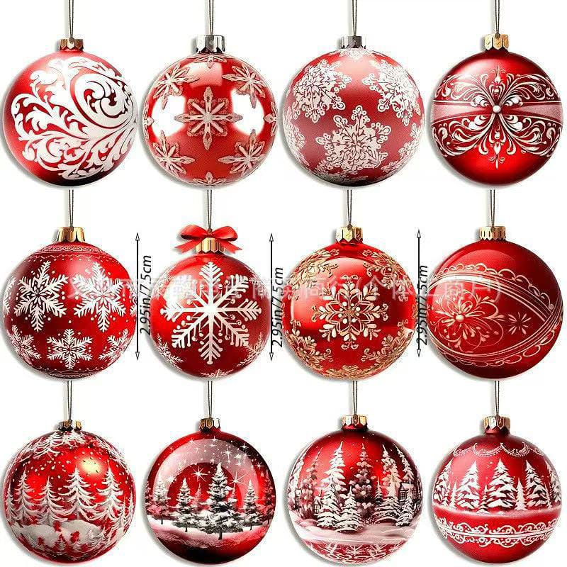 12pcs Christmas wooden ornament decorative