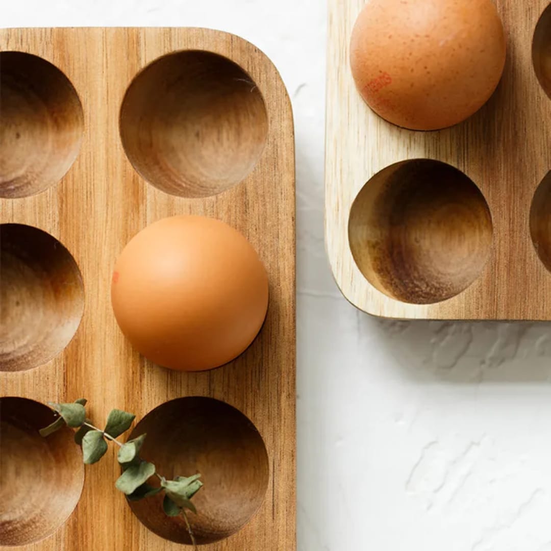 12pc Wood Egg Holder, Wooden Baking Egg Storage Tray, Nordic Storage Rack Suitable for Kitchen and Dining Room Egg Storage Rack, Baking Refrigerator Egg Tray