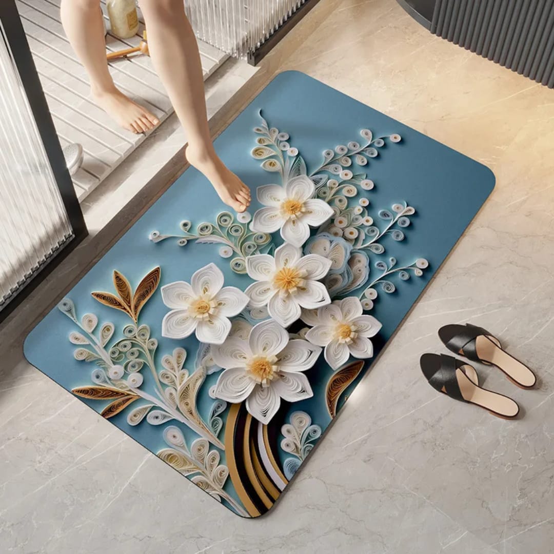 Soft flower 3d absorbent bathroom mat