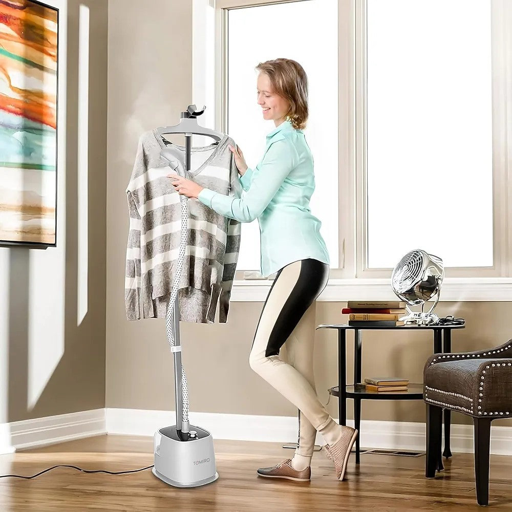 1800W 1.8L Steam Iron Standing Garment Steamer with Ironing Board, Strong Steam Penetration, Wrinkle Removal, Suitable for Home, Office and Travel