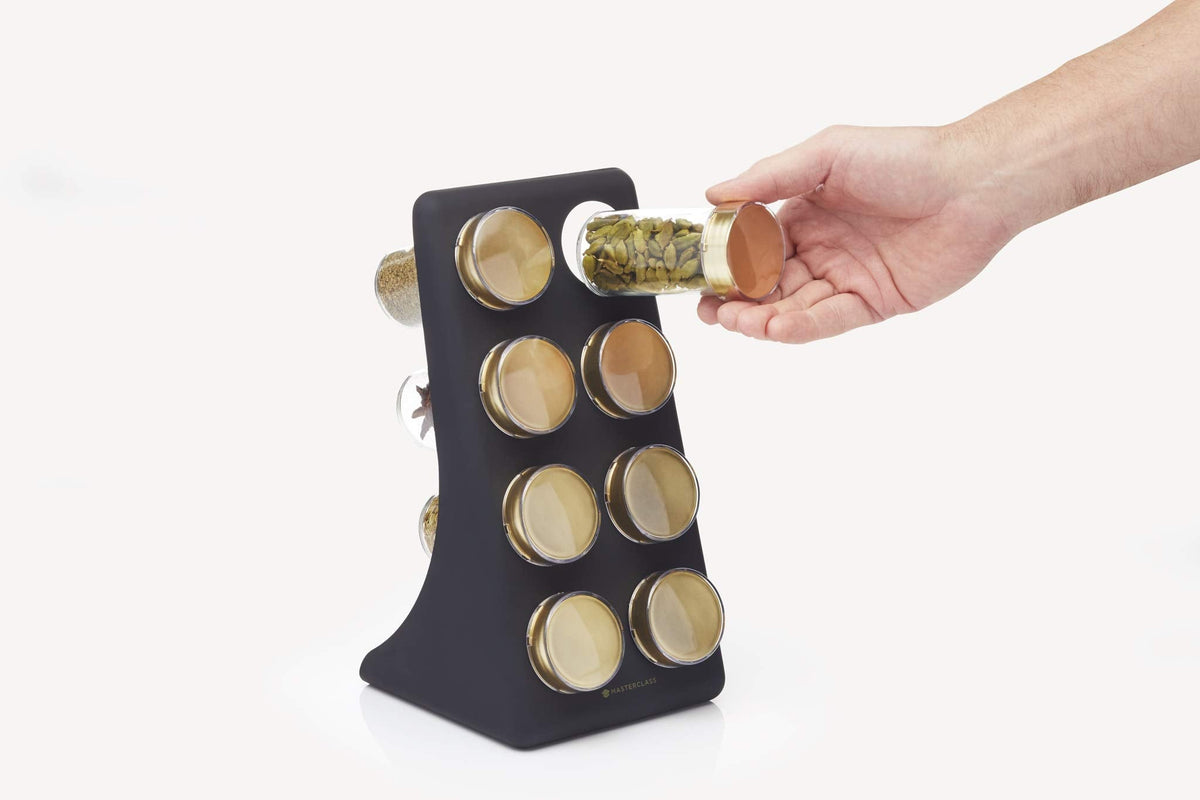 Black slanted spice rack set