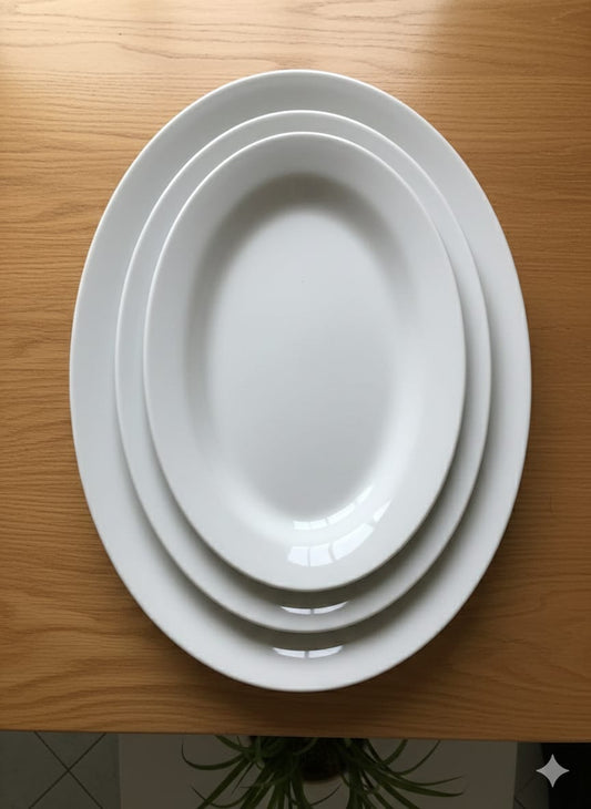 3pc ceramic oval platter